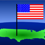 map of USA and American flag illustration
